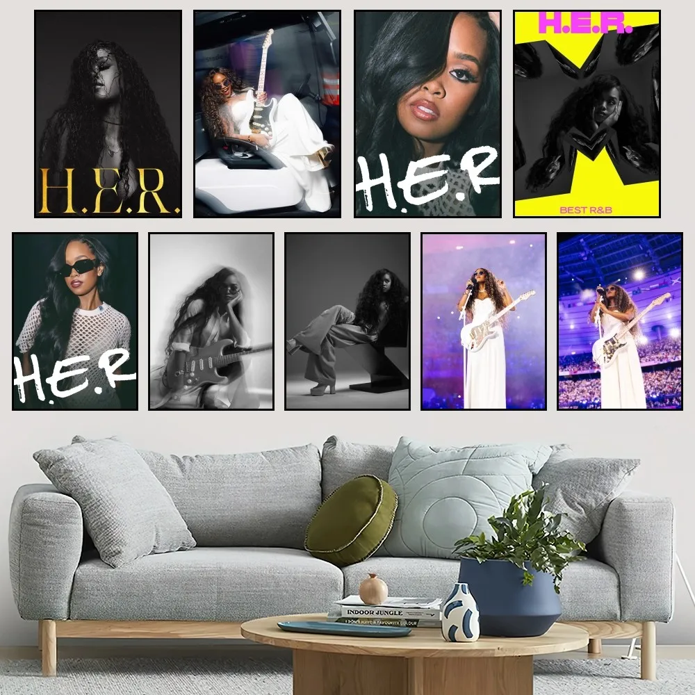 Rapper Back of My Mind H-HER P Poster Small Bar Coffee House Decor Aesthetic Art Wall Painting Stickers Indoor