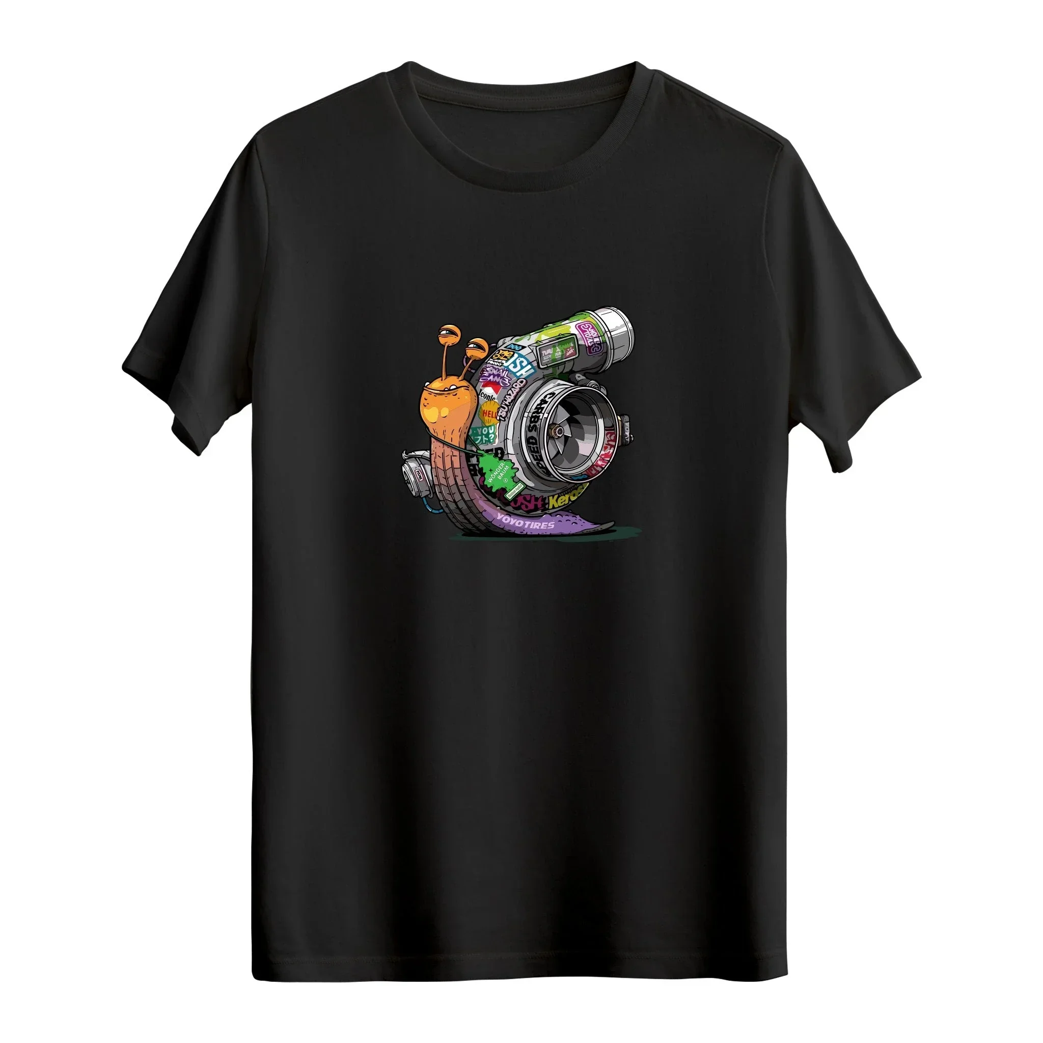 Turbo Snail Car T-Shirt Men Women Funny Graffiti Sticker Bomb Snail Graphic Print Casual Short Sleeve Tee Tops