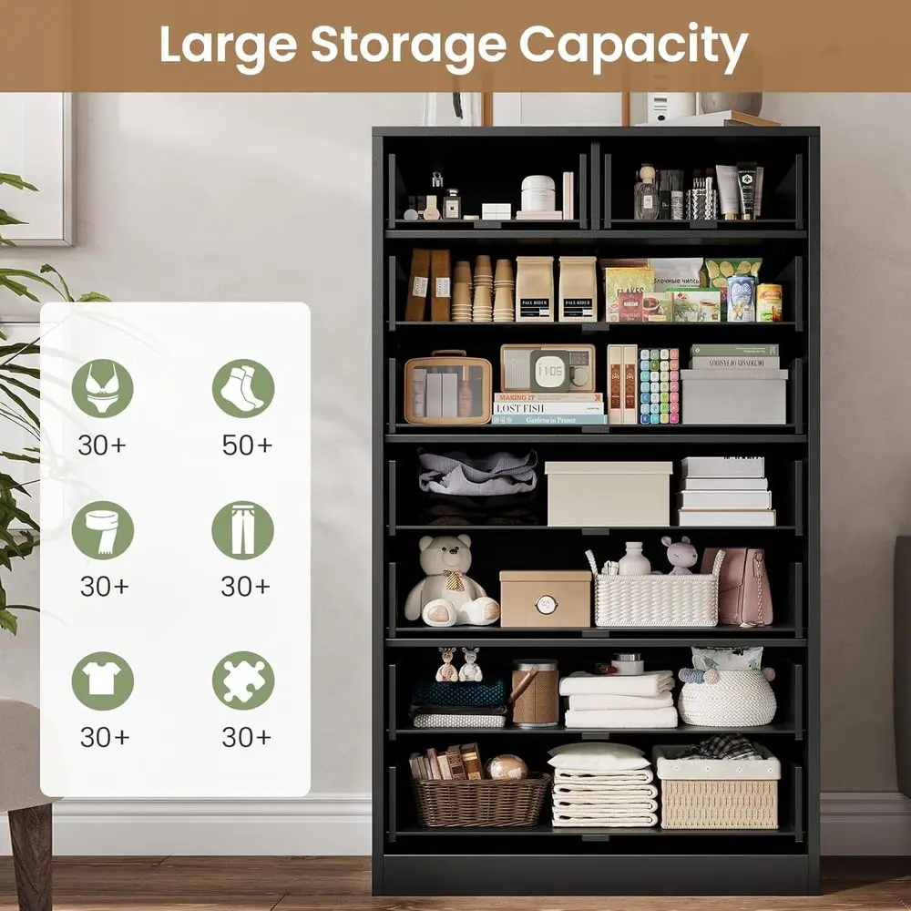 DAFIFY Cômoda moderna preta com 8 gavetas, cômoda de quarto com gavetas, armazenamento para sala de estar e entrada