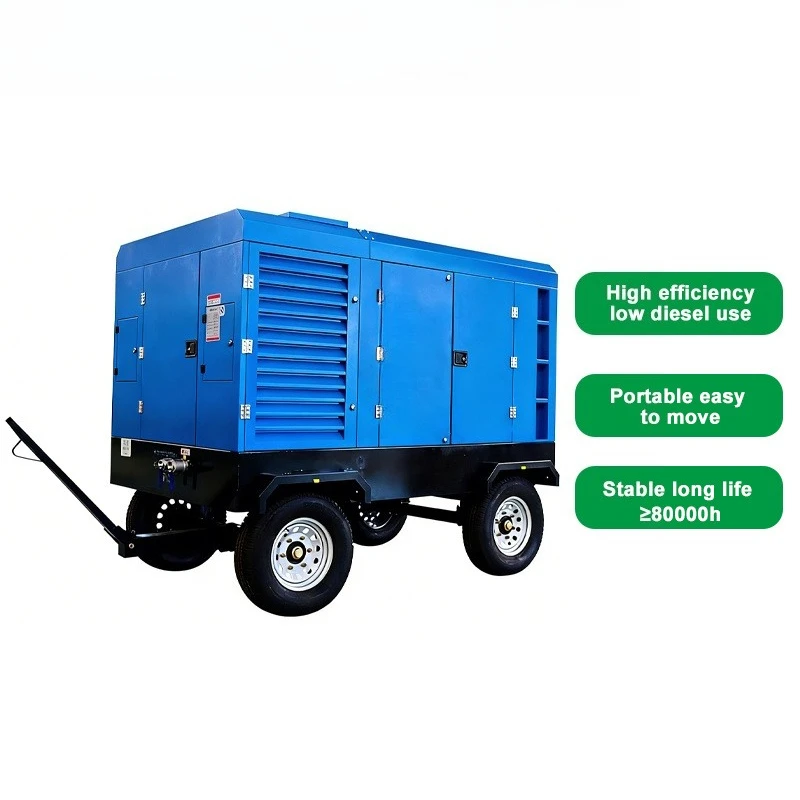 hot Airstone Industrial Portable Engine Direct Drive 110kW 350CFM Single Stage Screw Air Cooled Lubricated Integrated System