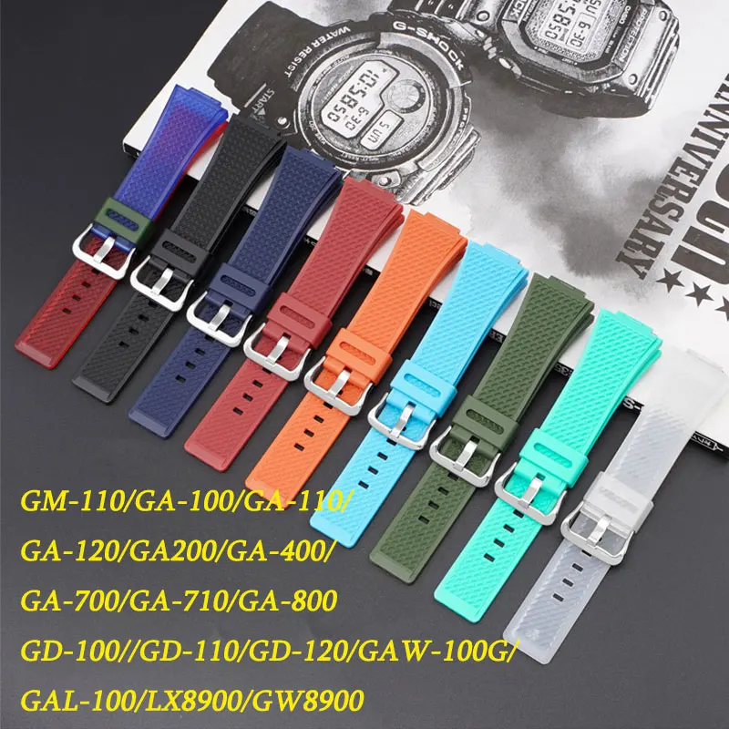 Rubber Watchband For Casio GM-110 GA700 GW8900 LX8900 GA110 GD-110 GAW-100G GA200 GAL-100 Replace Wrist Band Quick Release Strap