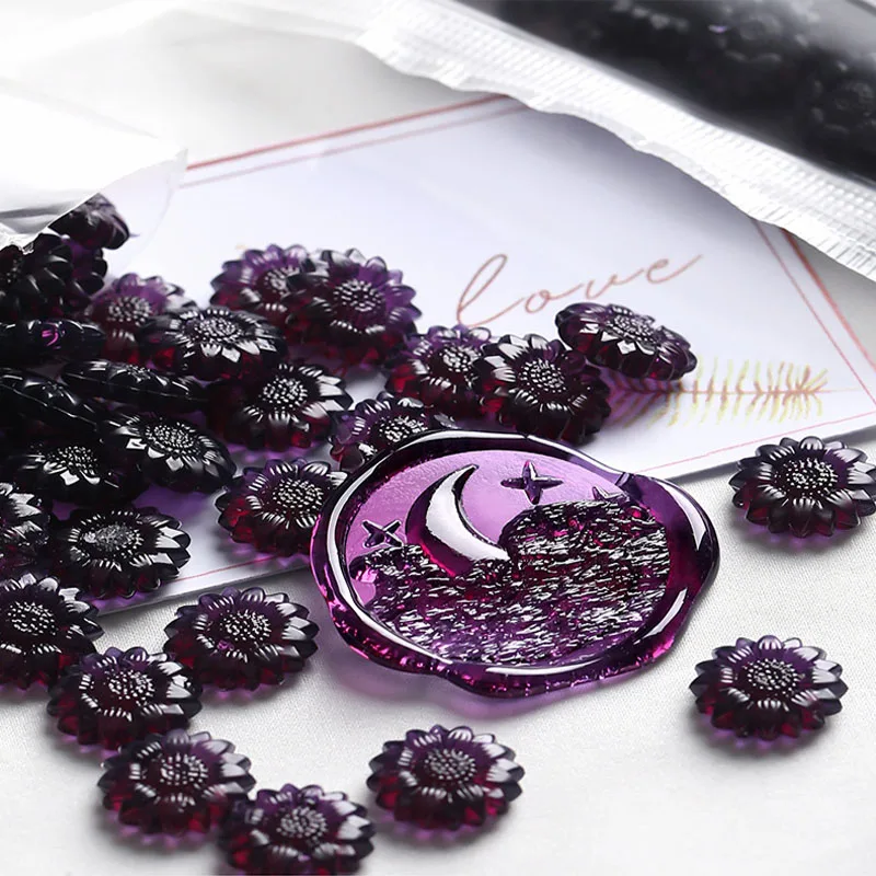 100pcs/bag New Sunflower Semi Transparent Enamel Wax Particles DIY Wedding Birthday Party Invitation Stamp Sealing Material