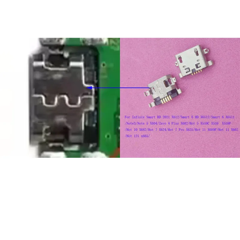 10-200Pcs Usb Connector Plug Charging Dock Charger For Infinix Smart 6 HD Note 3 Zero 4 Plus Hot 5 10 7 Pro 11 12i X665 X612