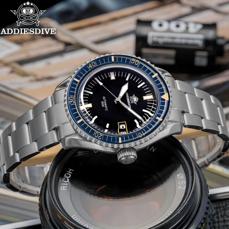 ADDIESDIVE Top Brand Sapphire NH35 Automatic Mechnical Man Watch 100m Waterproof Super Luminous Stainless Steel Diver's Watches