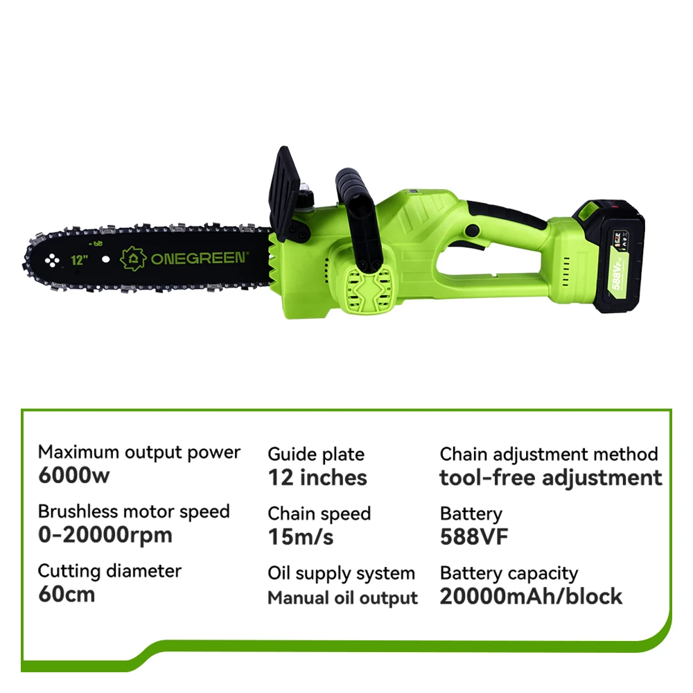 Motosega A Batteria 18V Compatibile Makita – Catena Da 12 Pollici, Motore Brushless, 2 Batterie 5,5 Ah, Caricatore E 2 Catene Incluse, Per Giardino E Rami