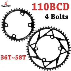 WUZEI Road Bike Chainring 110 BCD 4 Bolts Speed Bike 110BCD Chainwheel Narrow Wide Bicycle Crown for Shiamno R7000 R8000 4700