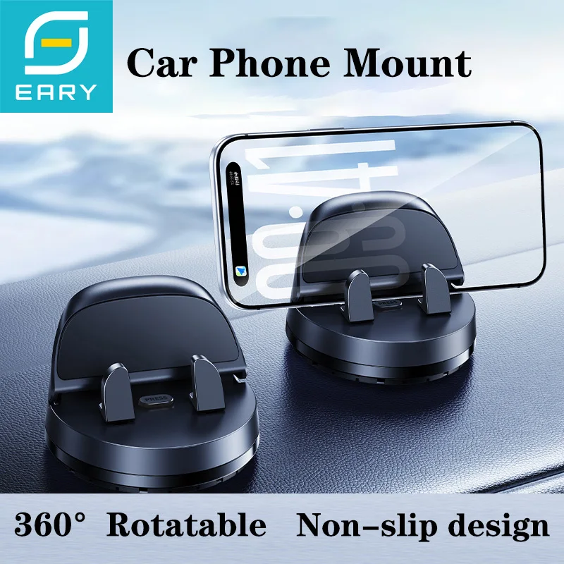 Eary Universal Car Phone Mount Dashboard With 360°Rotatable Base Car Phone Holder Stand for iPhone Samsung Google All Smartphone