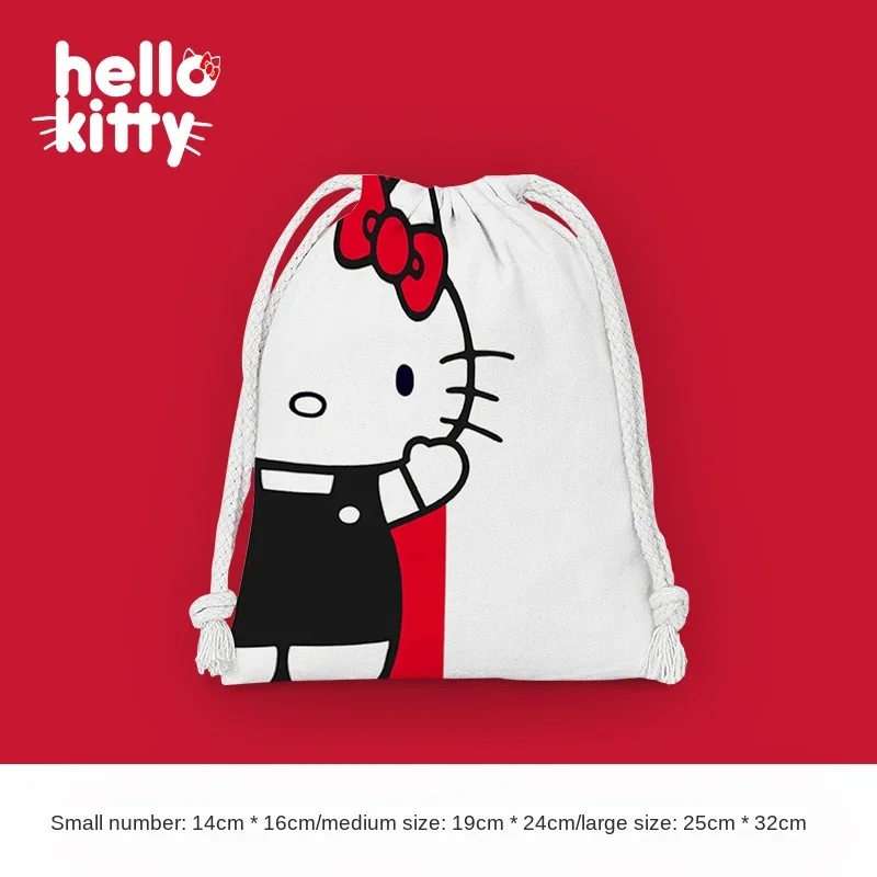 Hello Kitty Drawstring Pocket Storage Bag Cute Cartoon Printing Water Proof Women Girl Portable Folding Bag Drawstring Bag Gift