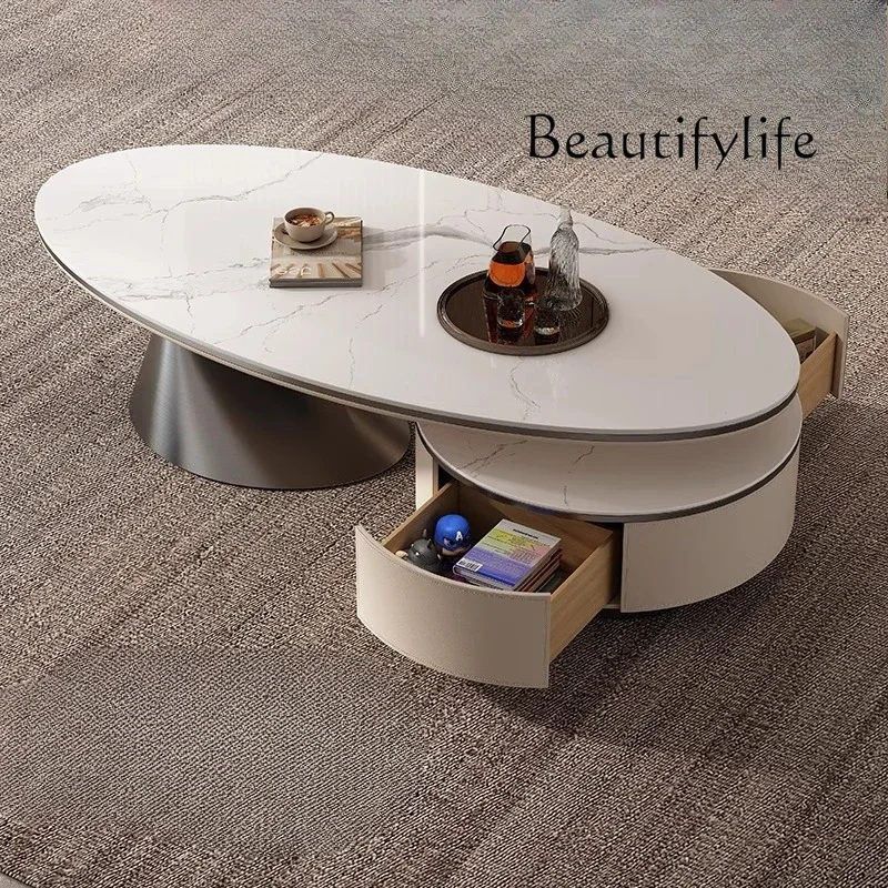 

New light luxury modern simple rock slab coffee table special-shaped small apartment villa living room home fashion