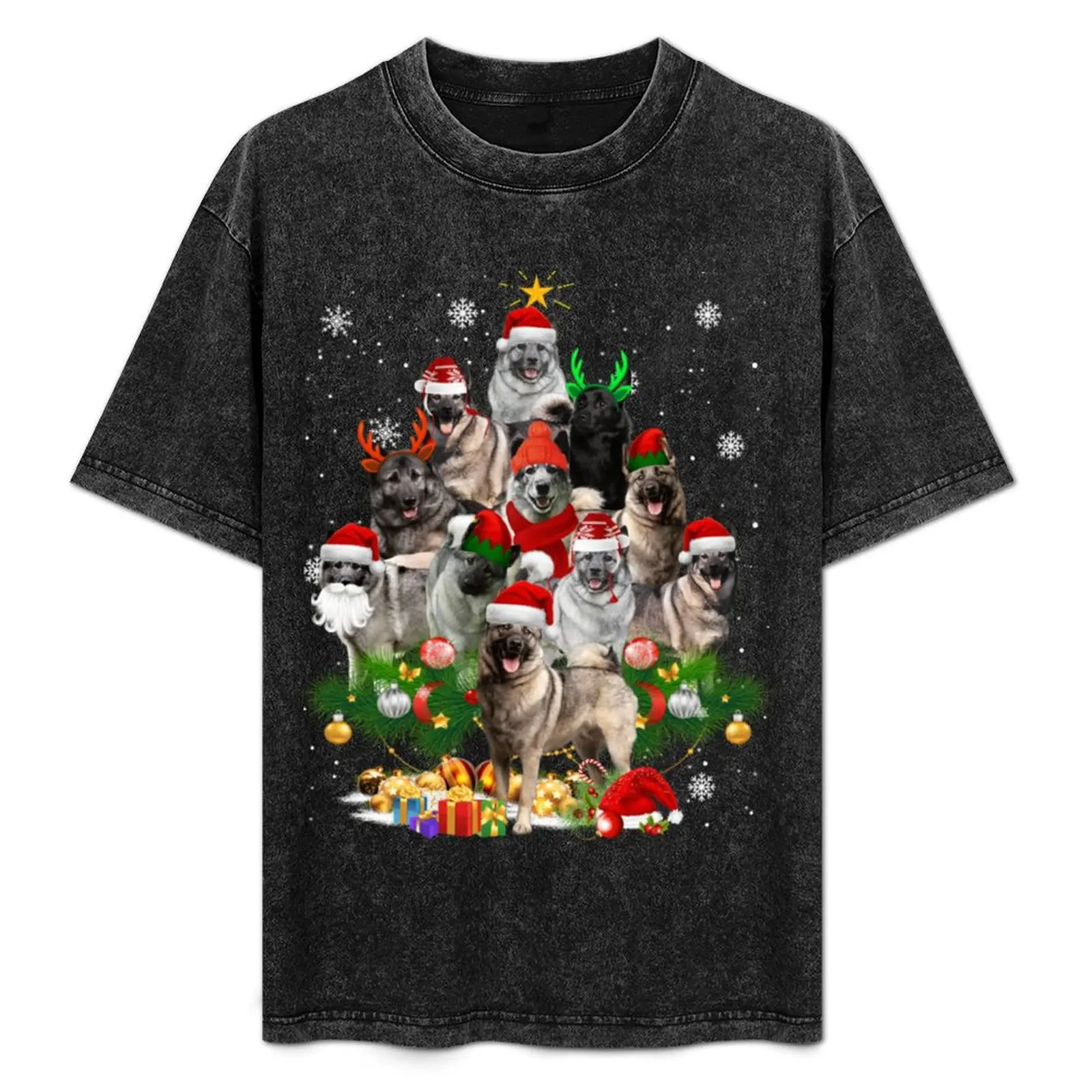 Norwegian Elkhound Christmas Tree Lights Funny Dog Xmas Gift Pullover Hoodie T-Shirt tees mens graphic t-shirts pack