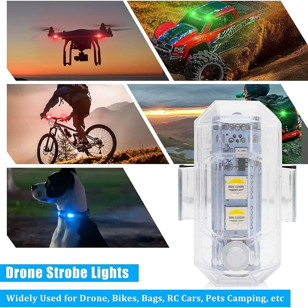 Universal 1/2/4Set LED Strobe Lights with Remote Control RGB USB Rechargeable Anti-Collision Warning Light LED Lights for All