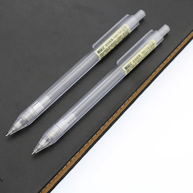 Cute Stylish Transparent Pencil 0.5mm / 0.7mm Fill Child Student Writing Pencil Student Office Supplies (Pen 4pcs, Refill 2pc)