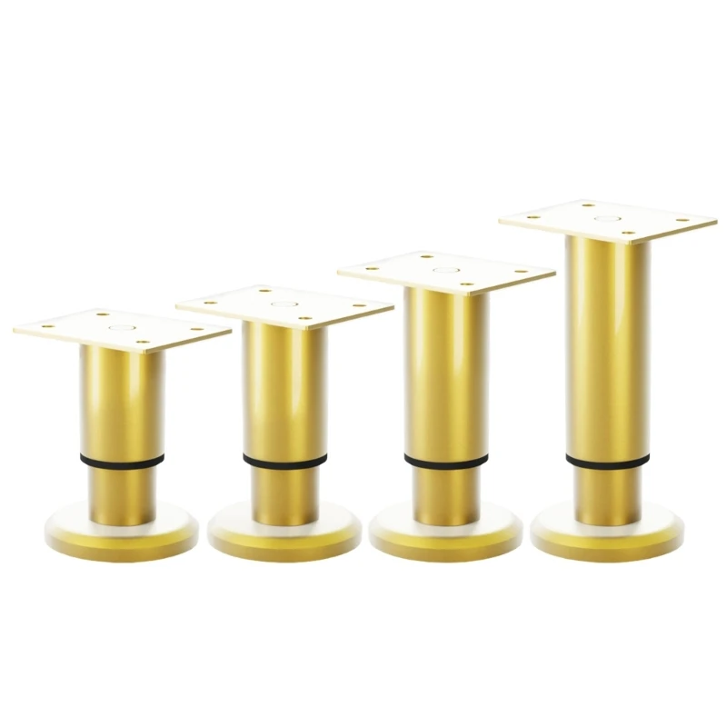 Y1UD 4Pcs Gold Finish Adjustable Table Legs Rolled Steel Furniture Supports Extendable Stable Support for Enhances Stability