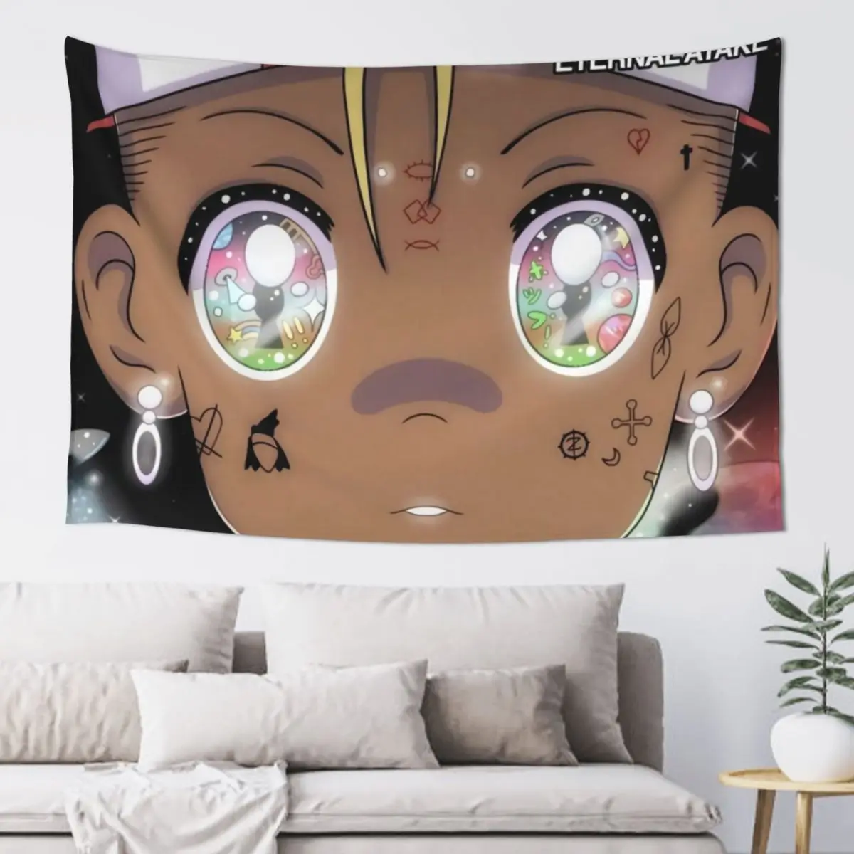 

Lil Anime Face Tapestry Decoration Room Wallpaper Room Decor Cute Room Decore Aesthetic Tapestry