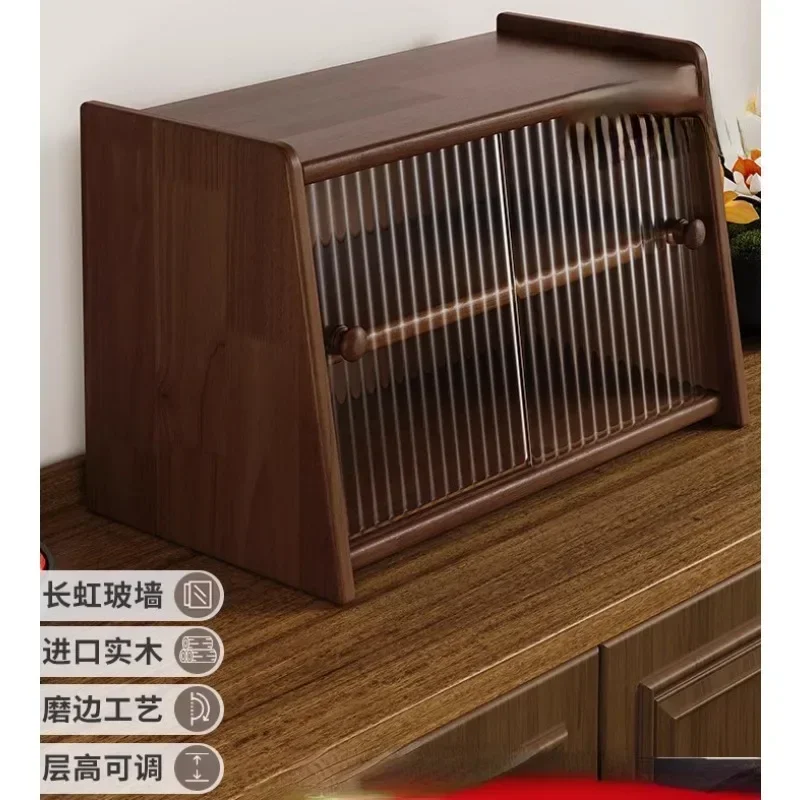 

Solid wood desktop cosmetics storage box rack countertop sundries storage cabinet desk figure display finishing cabinet