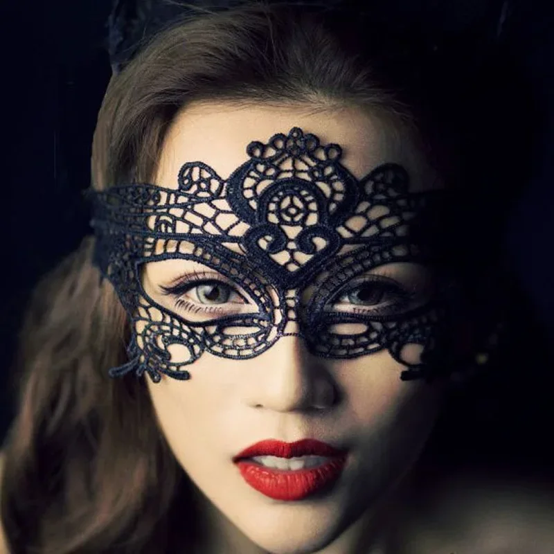 Women Sexy Fashion Masks Black Lace Queen Hollow Masks  Masquerade Cosplay Eye Mask Lingerie Halloween Accessories Gothic Fetish