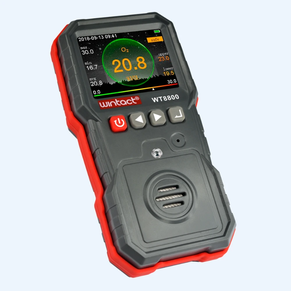 Profesjonalny detektor tlenu 0-30% VOL z kolorowym wyświetlaczem, samochodowy analizator gazu O2, czujnik, alarm dźwiękowy, ładowanie, rejestracja danych.