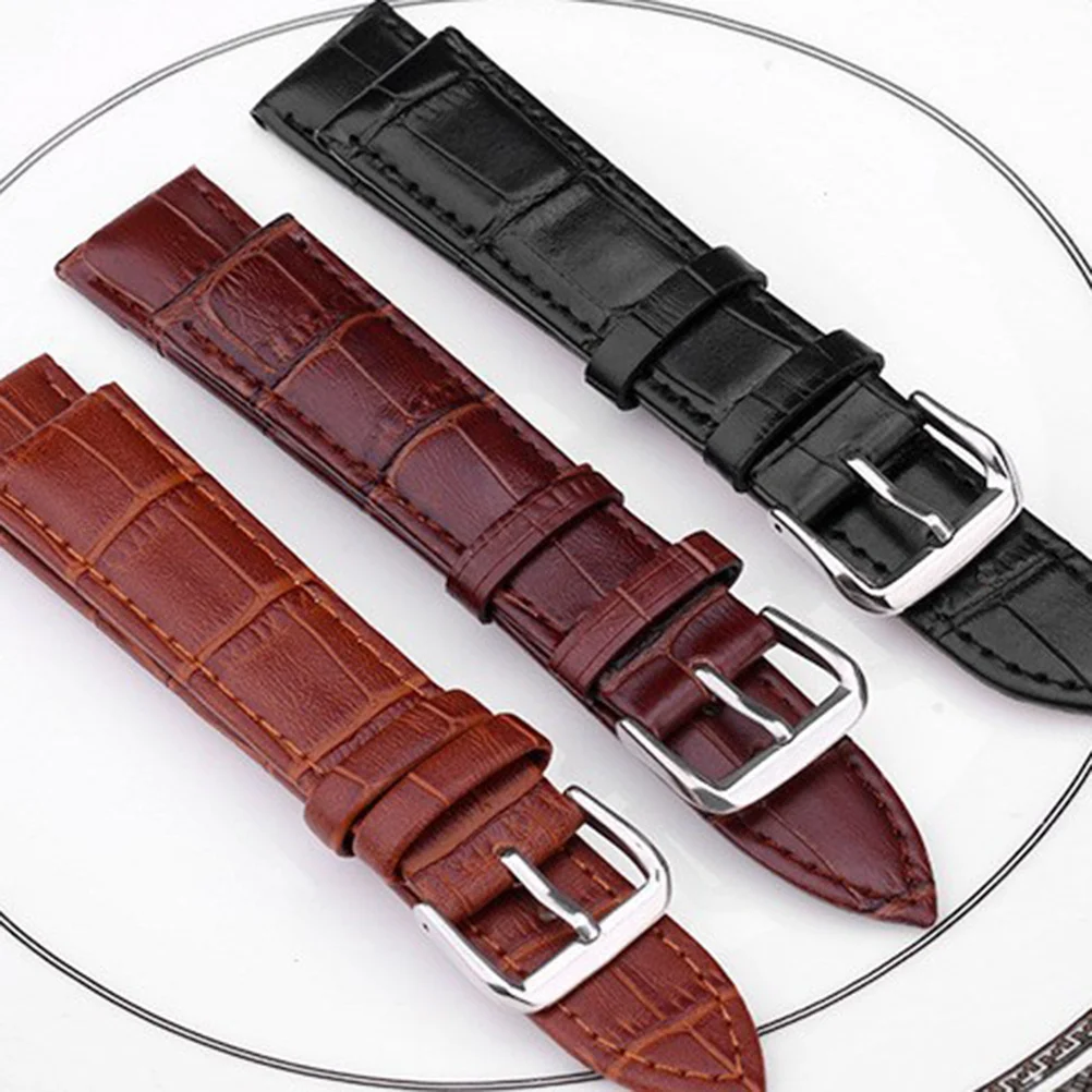 

10Mm Black Watchband with Bamboo Texture Cattlehide Replacement Wristband for Watch Stylish Comfortable Fit All