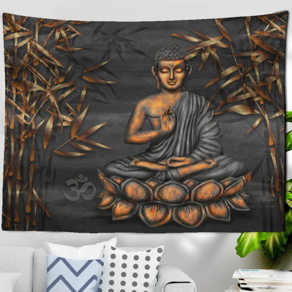 Buddha Tapestry Wall Hanging Meditator Seven Chakras Indian Bohemian Decorative Mandala Sheet Sofa Blanket Psychedelic Yoga Mat