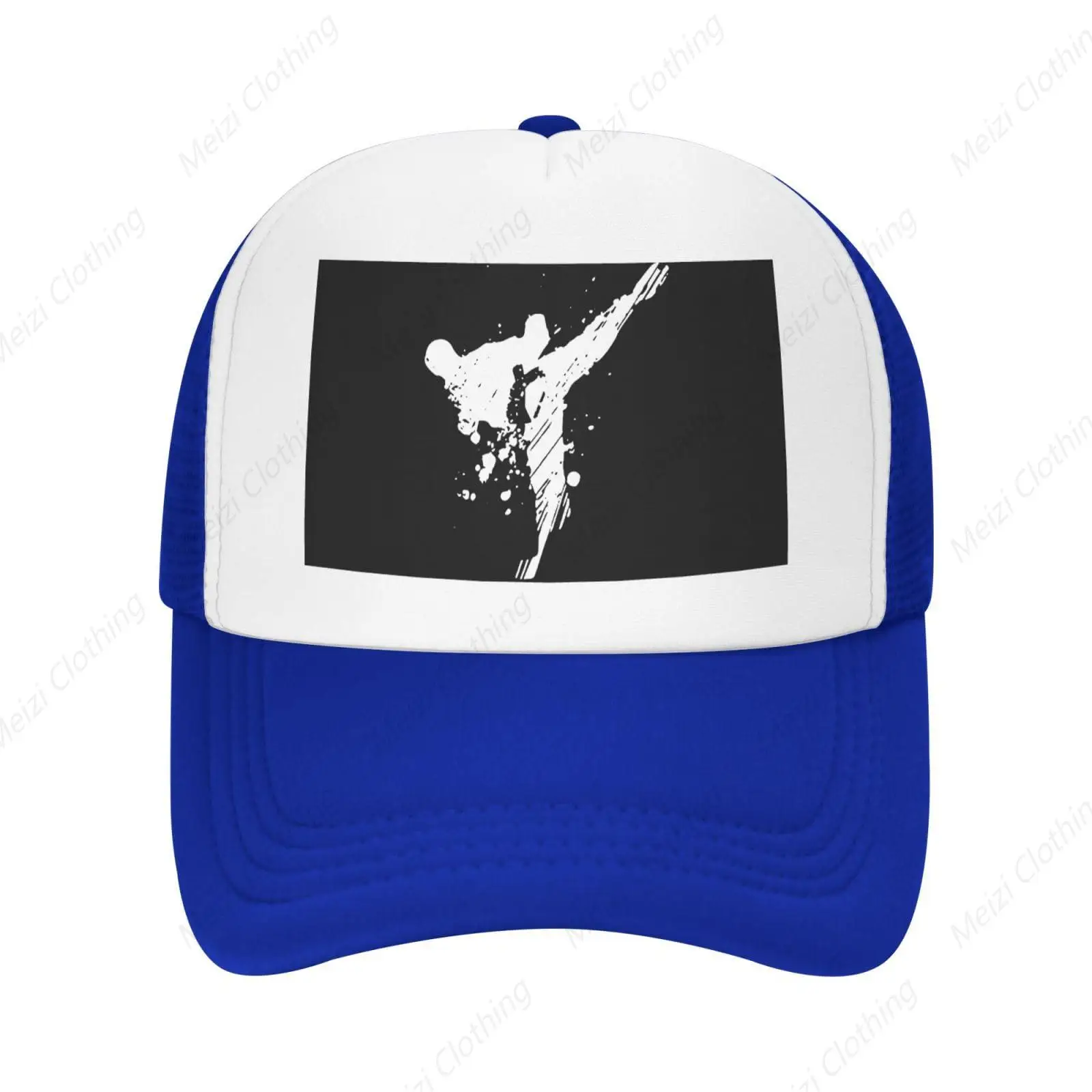 Taekwondo enthusiasts fun printed grid truck hat breathable sunshade baseball cap snap on hat