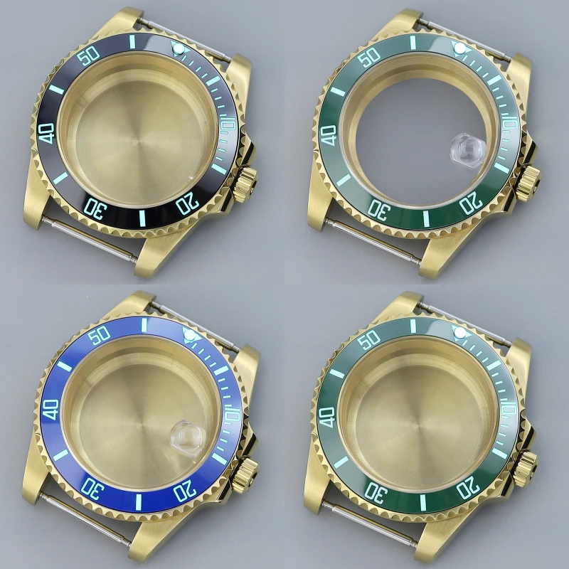 Cajas de reloj de 40MM C3 cerámica 120 clics bisel de zafiro para Seiko NH35NH36/34 8215 2824 movimiento caja de reloj PVD dorado para Submariner