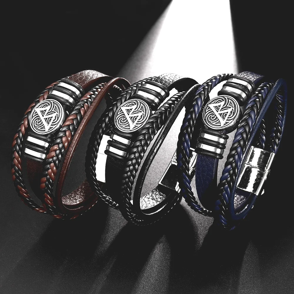 Yeni stil klasik Vintage örgülü bilezik Metal aksesuarları kutsal pusula erkek bilezik eğilim takı toptan