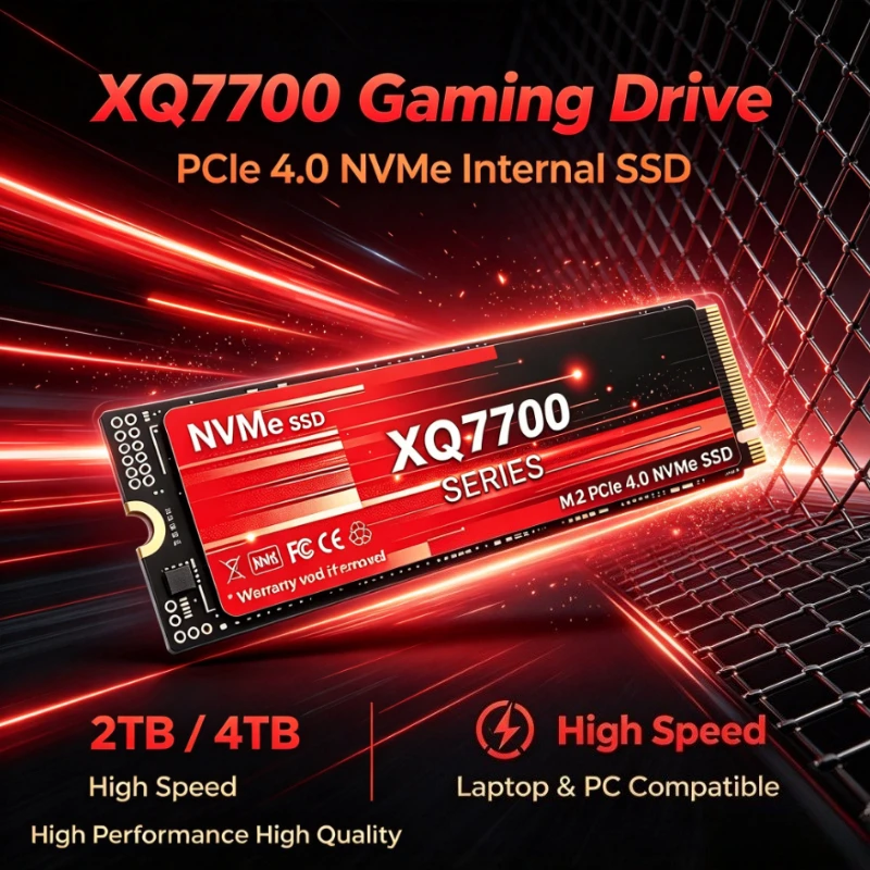 XQ7700 M.2 NVMe SSD 2TB 4TB Capacity PCIe 4.0 7300MB/s High‑Speed Internal Gaming Solid State Drive for PC Laptop Upgrade