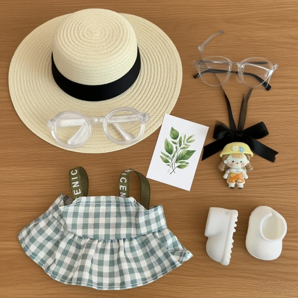 라부부 앉아 파티용 블루 핑크 스트랩 향기로운 스커트 세트 의상 옷 sweet.for labubu 옷