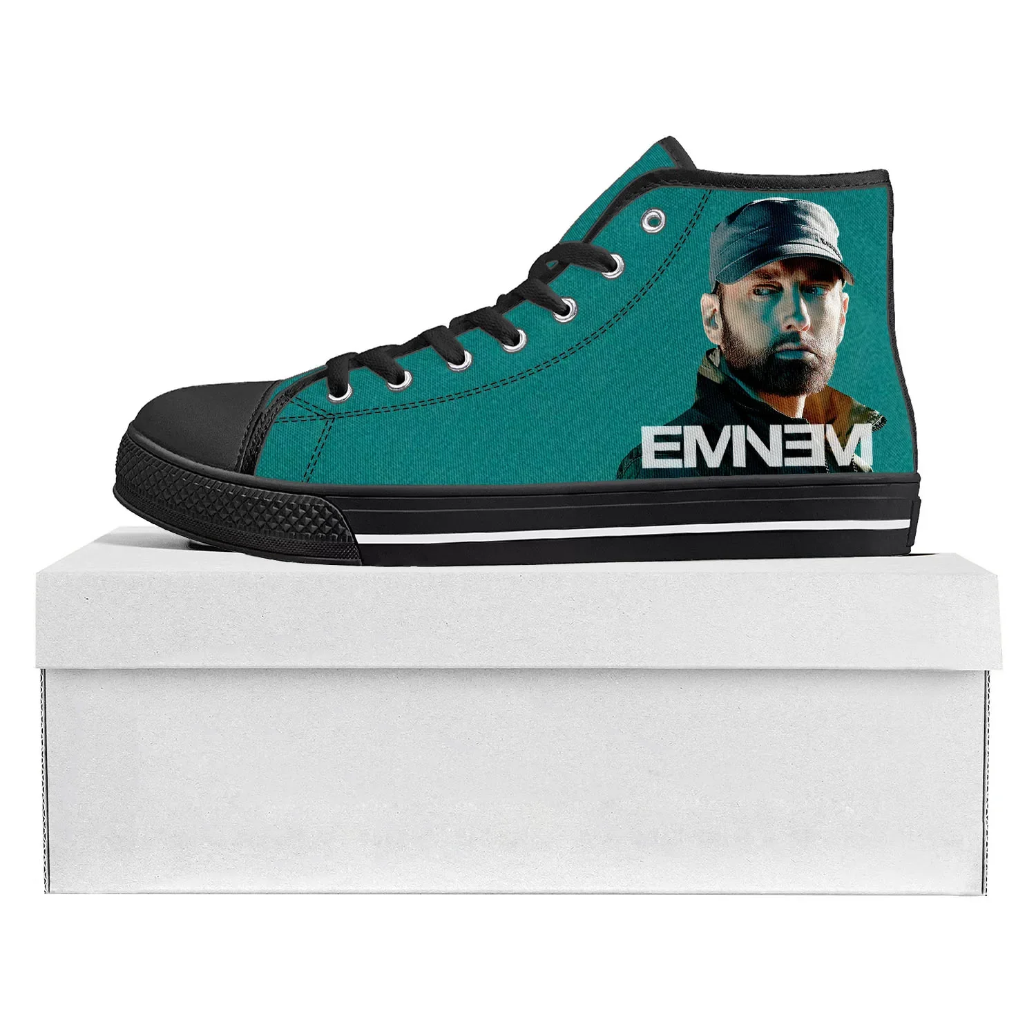 Eminem Hip Hop Rapper Music Popular High Top High Quality Sneakers Mens Womens Teenager Canvas Sneaker Couple Shoes Custom Shoe