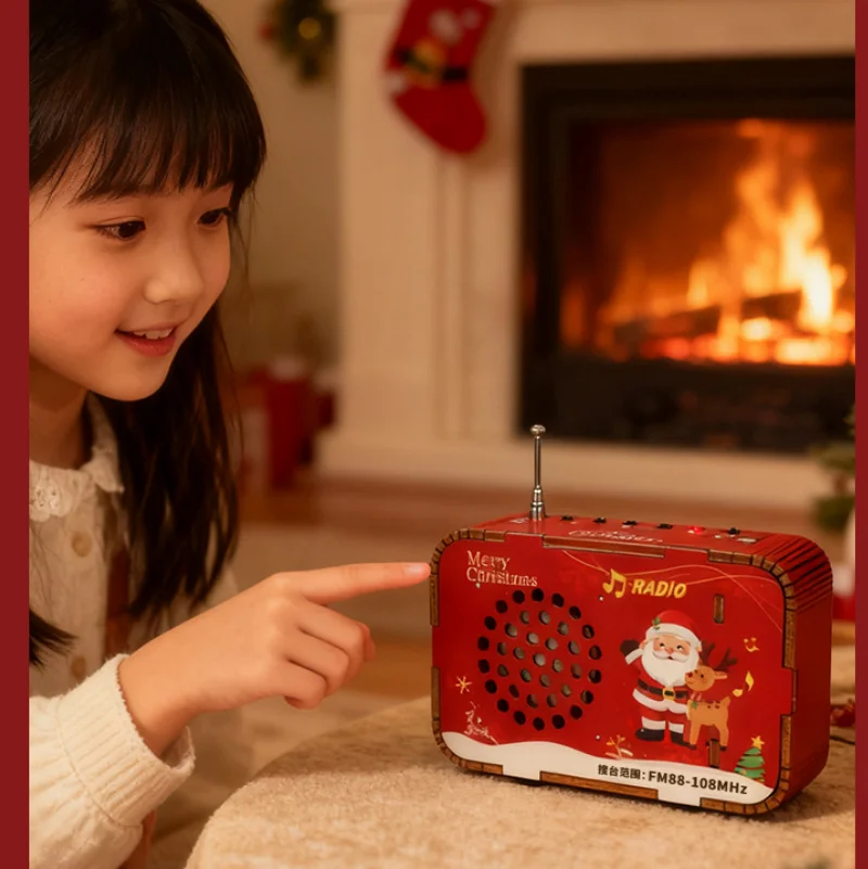 Children's Christmas Edition Wooden DIY Assembled Radio Model Handmade Toys Tools For Making Scientific Experiments G327
