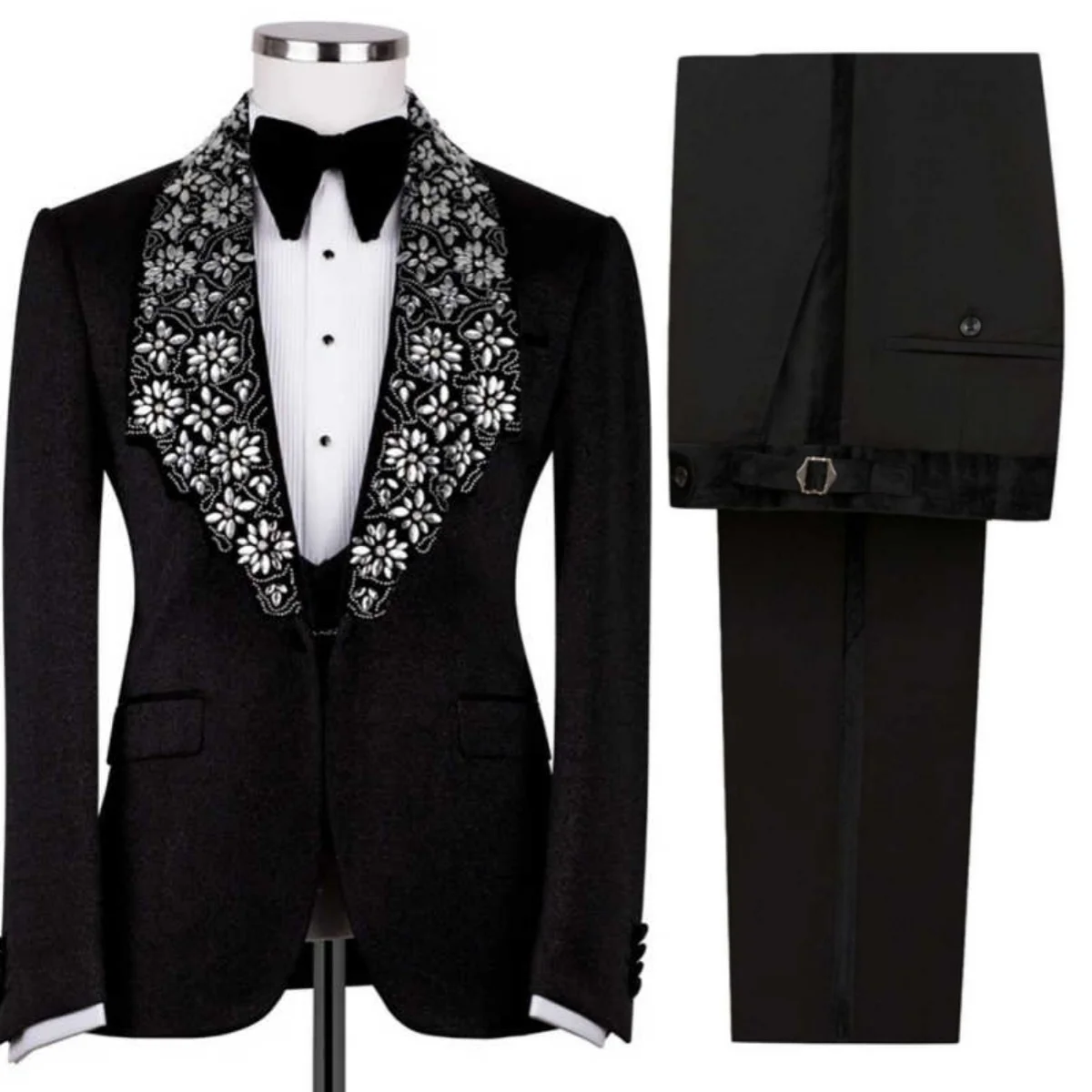 

Luxury Crystals Men Suits One Button Shawl Lapel Wedding Party Prom Blazer Beadeds Formal Occasion Custom Made