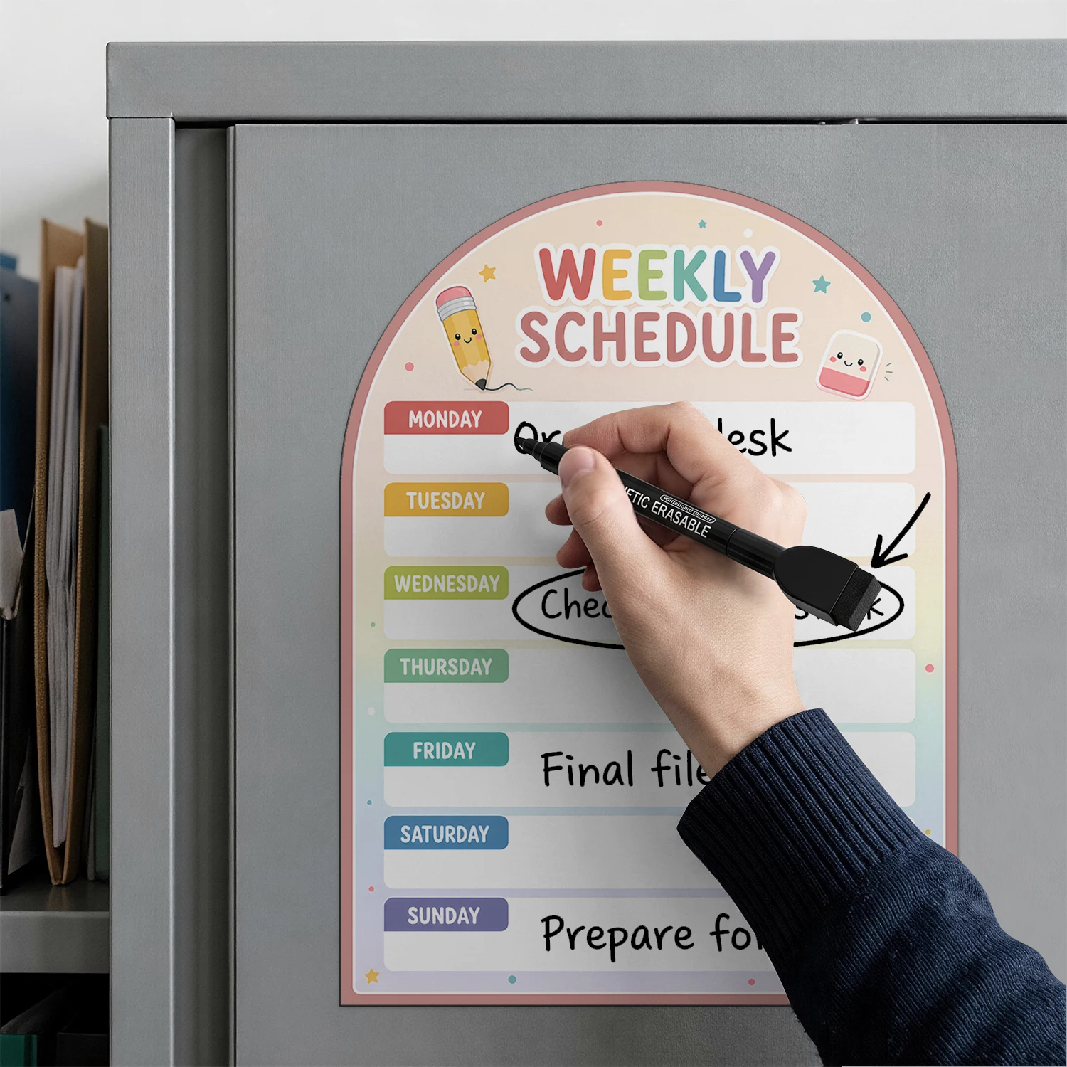 Reusable Dry Erase Planner Board Self‑Adhesive 30×40cm Weekly Monthly Schedule Organizer for Household Classroom