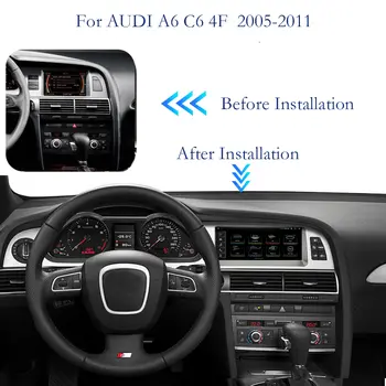 BONROAD 適用於Audi A6 C6 4F 2005-2015 的 Android Auto 無線 CarPlay 多媒體螢幕,支援 MMI 2G 3G 車載播放器、GPS 導航和收音機功能 10 最佳銷售 奧迪 A6 C6 CarPlay - №5