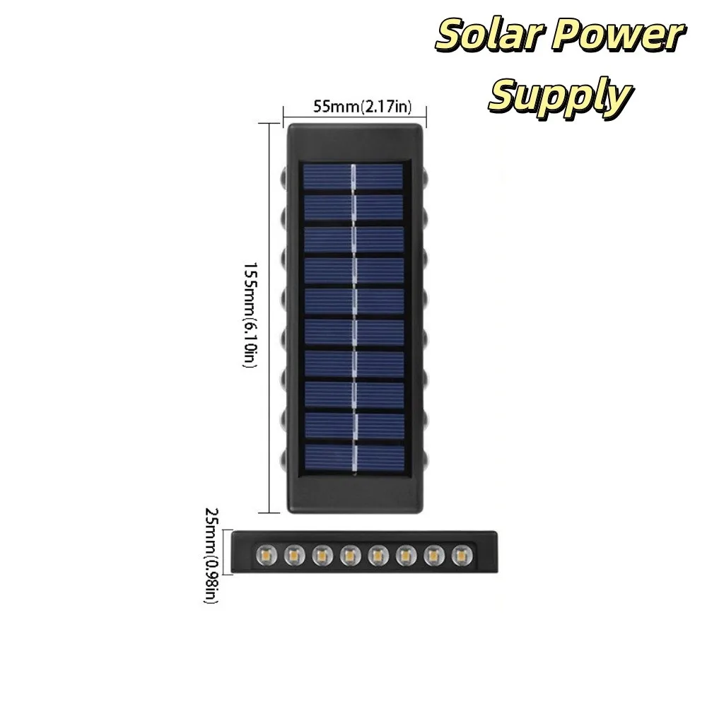 Landscape Waterproof Solar Light Lamp 4/6/8/10/12/16LED Up And Down Luminous Solar Wall Light Warm Light LED Solar Lamp New Year