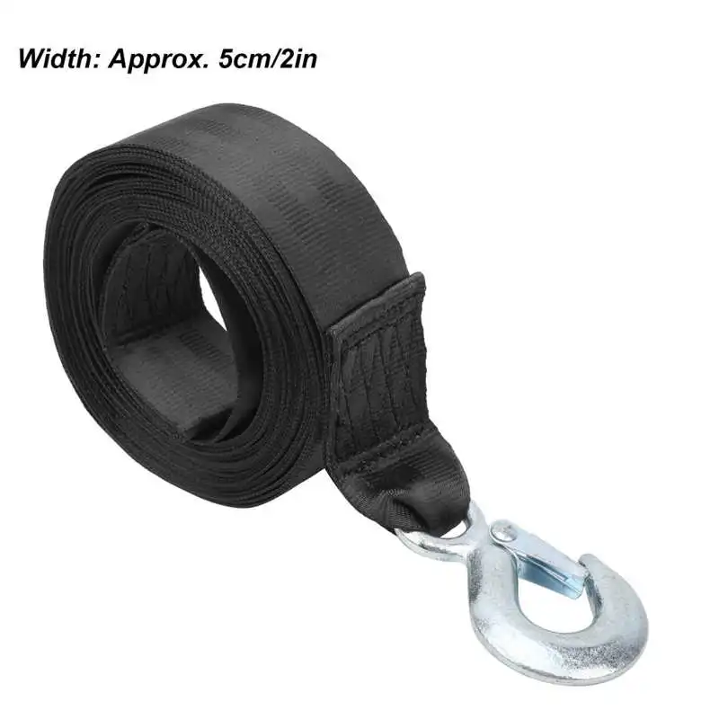 Poliéster Trailer Winch Belt, Cinta De Reboque, Alta Resistência, Fita De Mudança Marinha, Gancho Pesado, Pás De Segurança, 6m