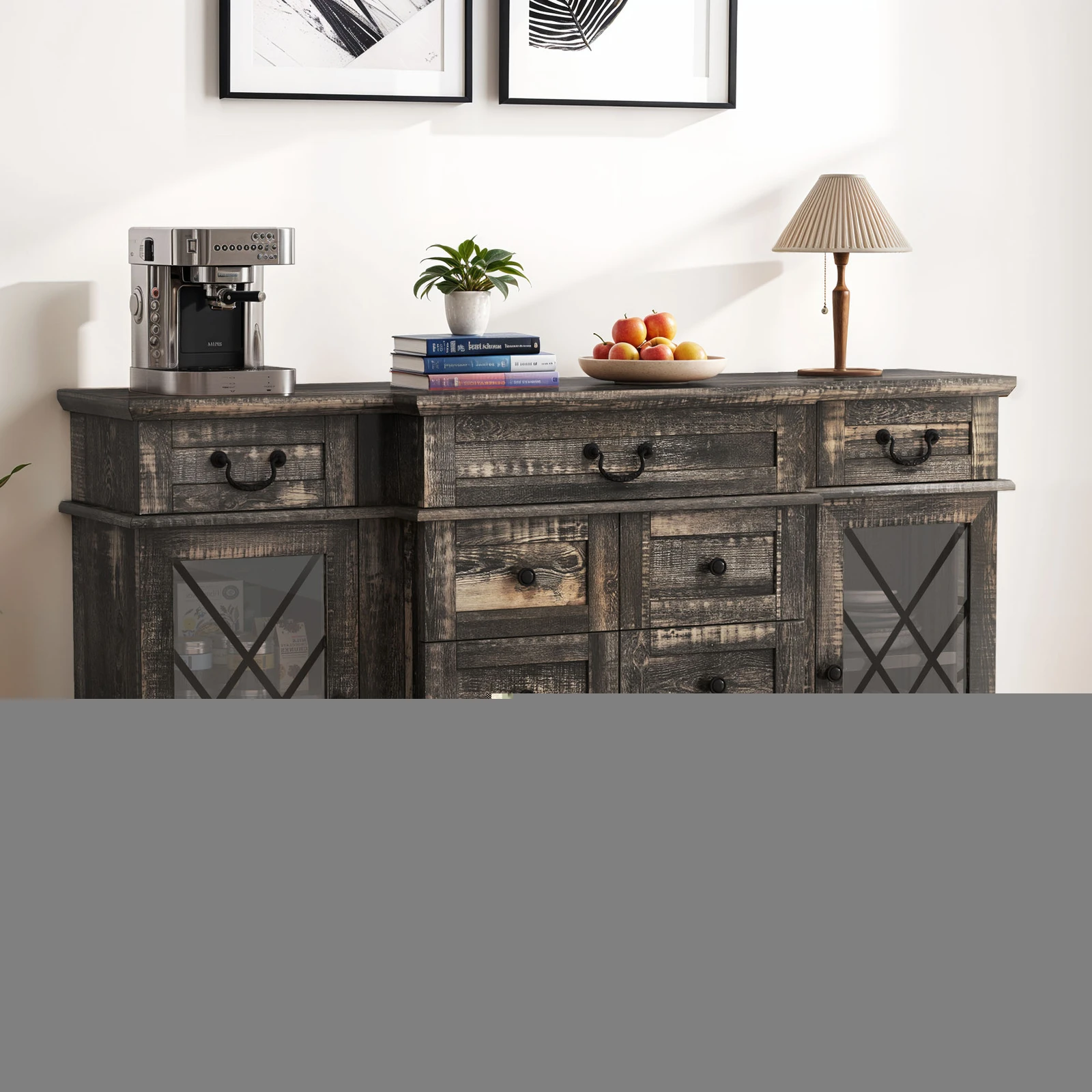 

Sideboard Cabinet w/ 9 Drawers Large 65" TVs Stand Media Console