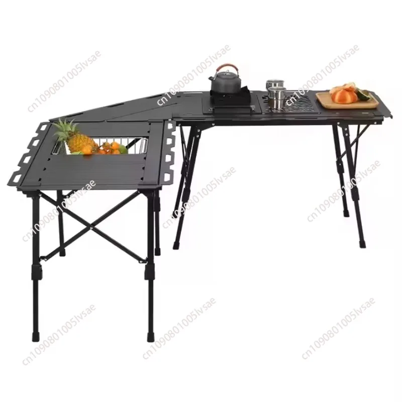 

Black Aluminium Alloy Frame Table Portable Foldable Outdoor Camping Furniture for Living Room Bedroom Use Warehouse Storage