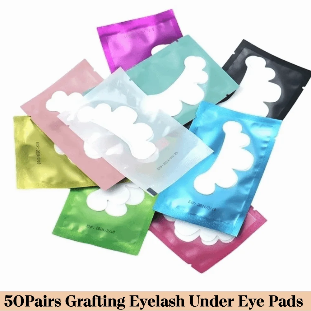 50Pairs New Hydrogel Grafting Eyelash Under Eye Pads White Smooth Surface Lash Gel Patches Cloud Shape Beauty Tools Makeup Tool