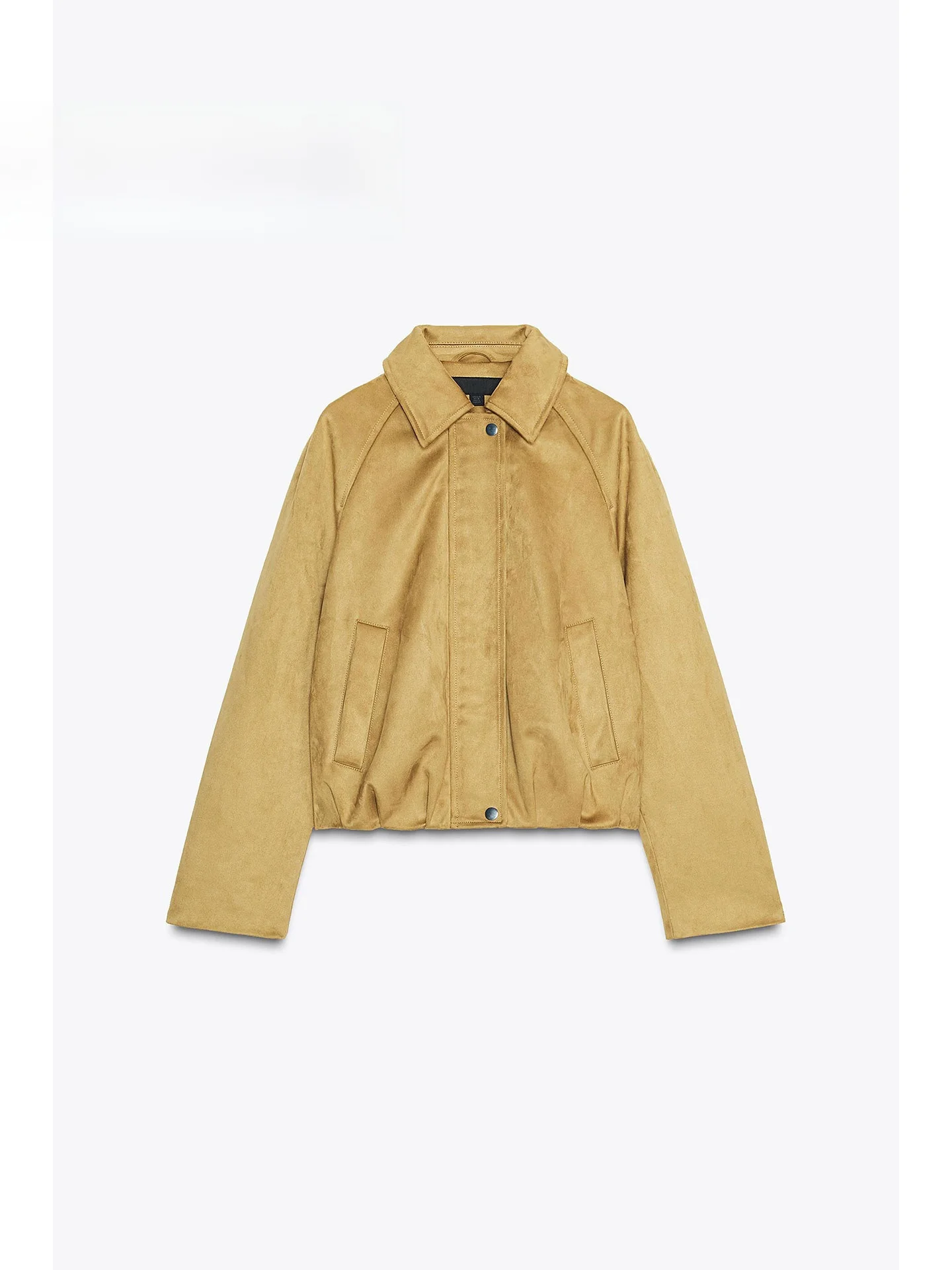 عارضة Sle المرأة الطيار Jaet ort طول فو الجلد المدبوغ تأثير الربيع 2026 Faion الاتجاه فضفاضة تناسب طويلة Sve زر إغلاق