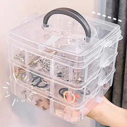 3 Levels Storage Box Plastic Portable Detachable Jewelry Storage Box Three-Layer Detachable Transparent Cosmetic Toy Storage Box