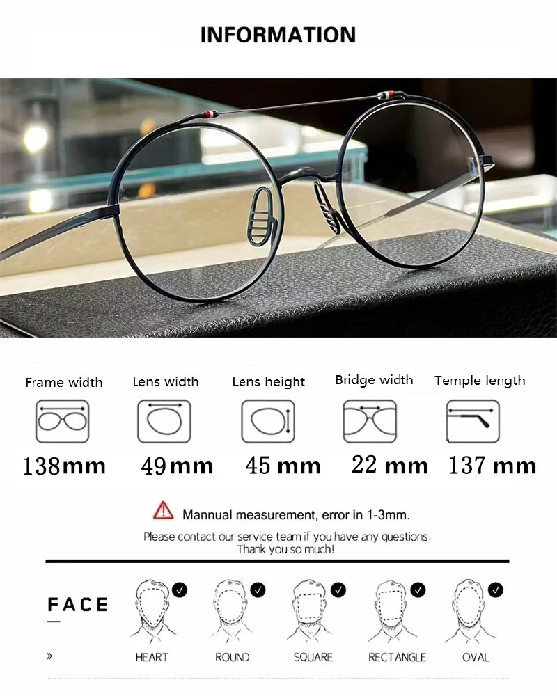 Round Fashionable Spectacle Frame TBX910 Ultra Light Pilot Double-beam Eyeglass Frames Men's Glasses Frame Fashion Exquisite New
