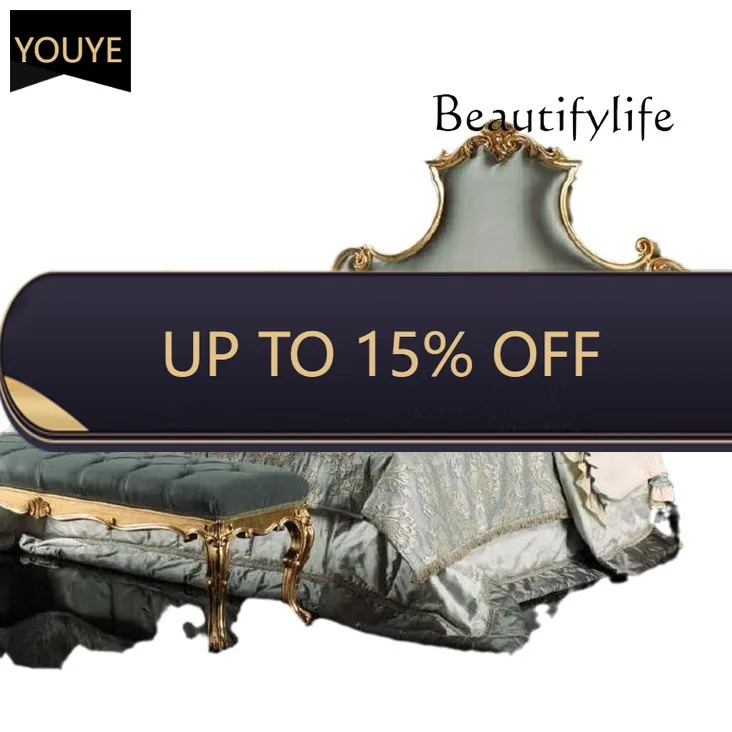 

Luxury European Bedroom Furniture Solid Wood Hand Carved Double Bed Designer High Fashion X