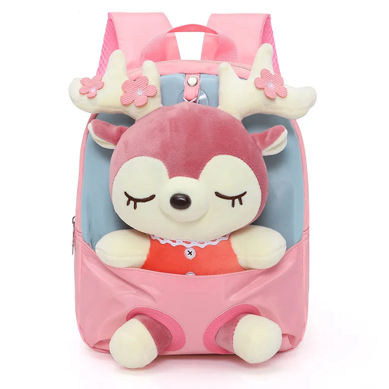 Cartoon Plush Split Elk Cute Children\'s Small Backpack Kindergarten Baby Girl Lightweight Fashionable Cute Backpack