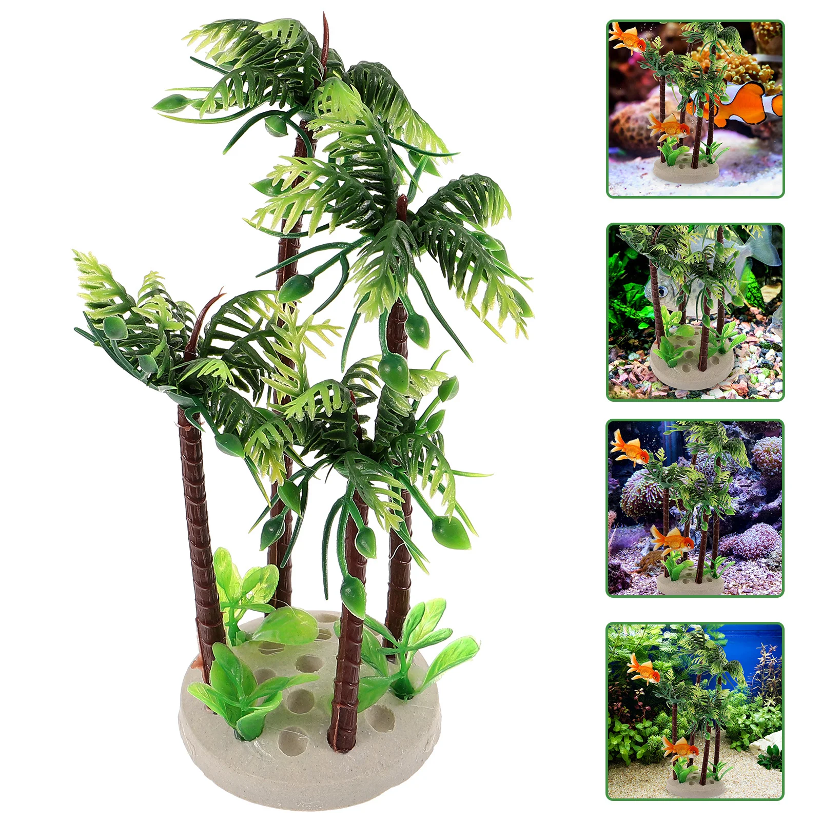 

Artificial Palm Tree Aquarium Decoration Lightweight Easy to Use Fish Tank Plants for Refreshing Environment Fish Tank Plants