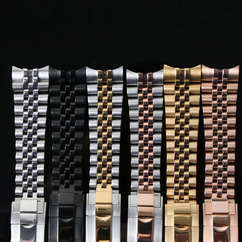 20mm Watch Band For NH35 Sub Jubilee Case Stainless Steel Watch Strap Glide Lock Buckle Silver Gold Bracelet