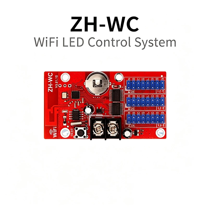 Smart LED Screen Controller ZH-WC Wireless WiFi Data Transfer Support 65536 Programs Simulation Clock Animation Function Card