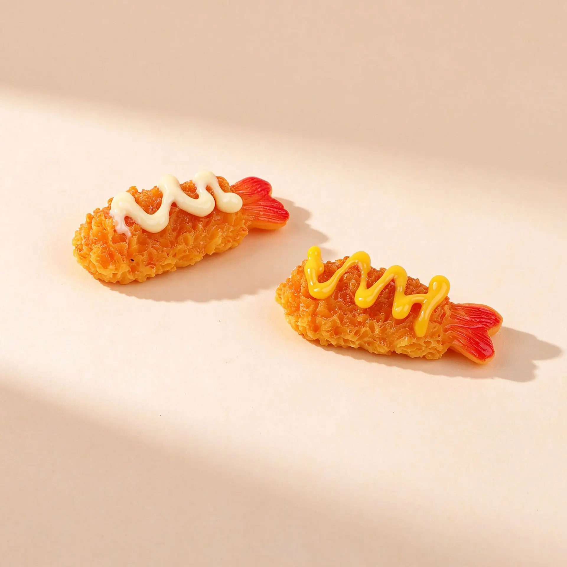10pcs Mini Tempura Shrimp Models Realistic Miniature Japanese Fried Prawn Food Dollhouse Accessories DIY Craft Desk Decorations