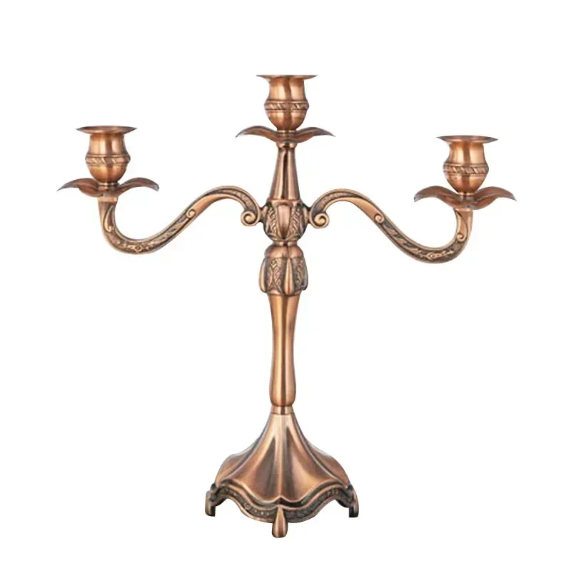 European Metal Candlestick Retro Candle Holder Nordic 3 Head Metal Candle Holder Ornament