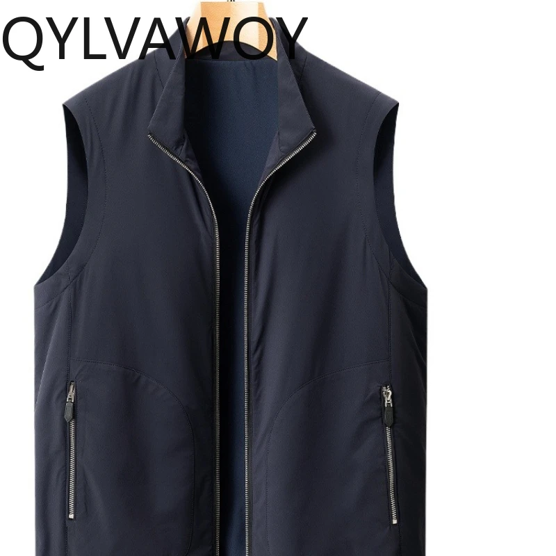 

QYLVAWOY New Men's Stylish Casual Sleeveless Gilet Popular Outerwear for Middle-Youth Versatile Comfortable Layering Top LJ2714