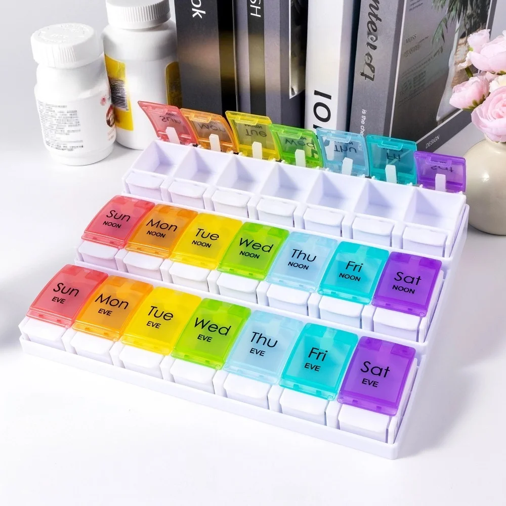 

New Hot Large Weekly 3 Times A Day 21 Grids Pill Organizer Cases Box Medicine Storage Container for Vitamins Fish Oil Supplement